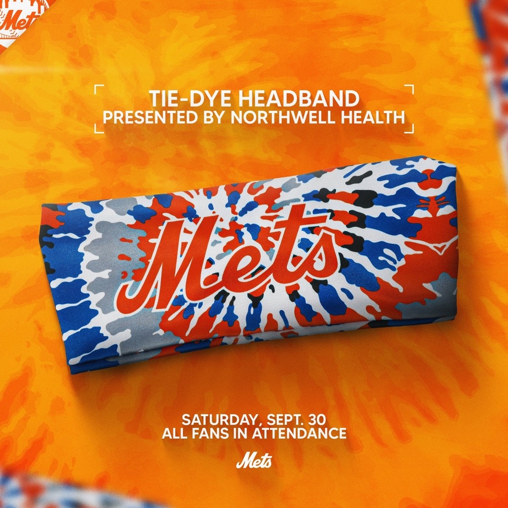 2023 New York Mets Tie-Dye Headband Head Band SGA 9/30 NY baseball